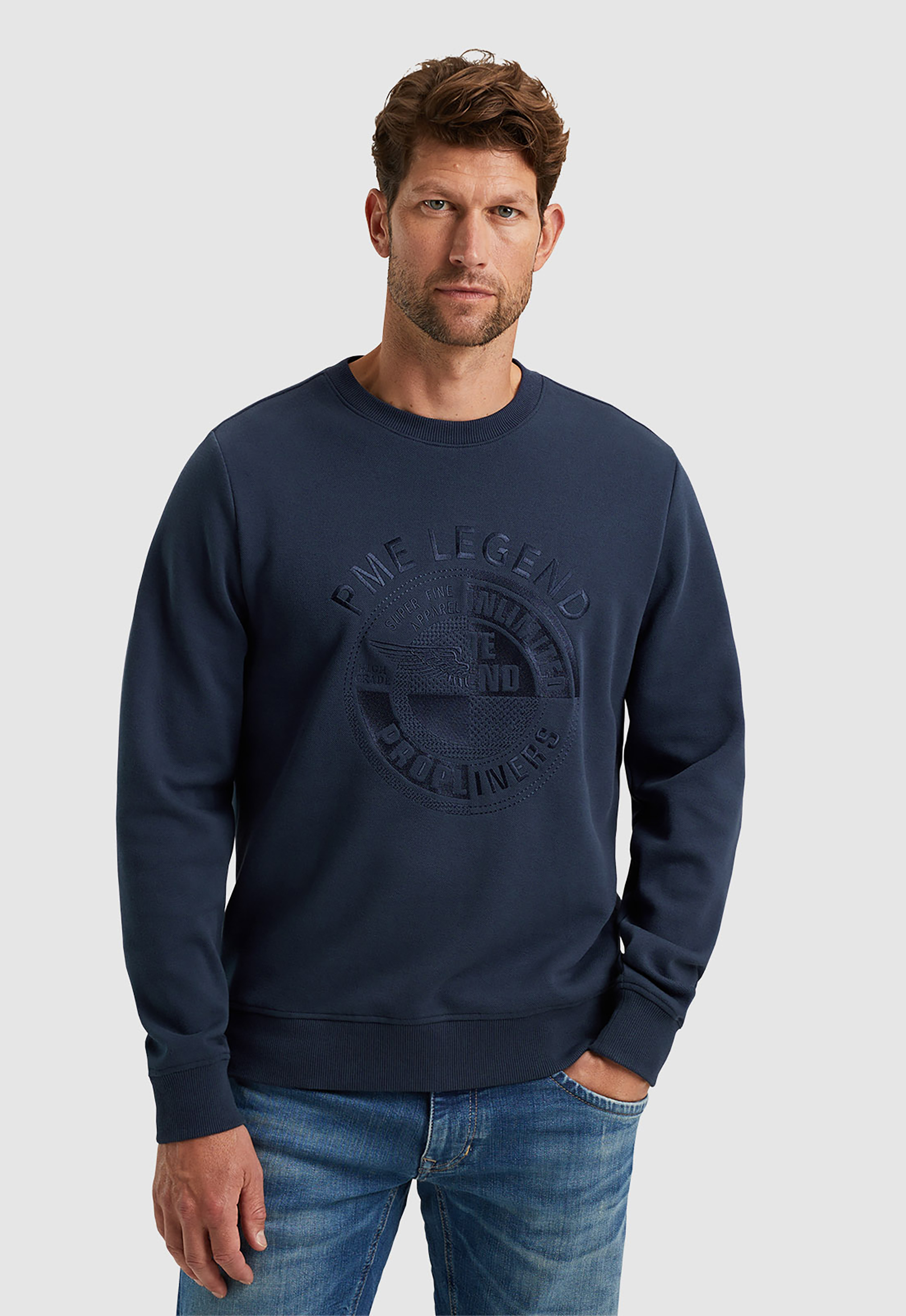 PME LEGEND Heren Truien & Vesten Crewneck Pique Double Face Sweat Donkerblauw