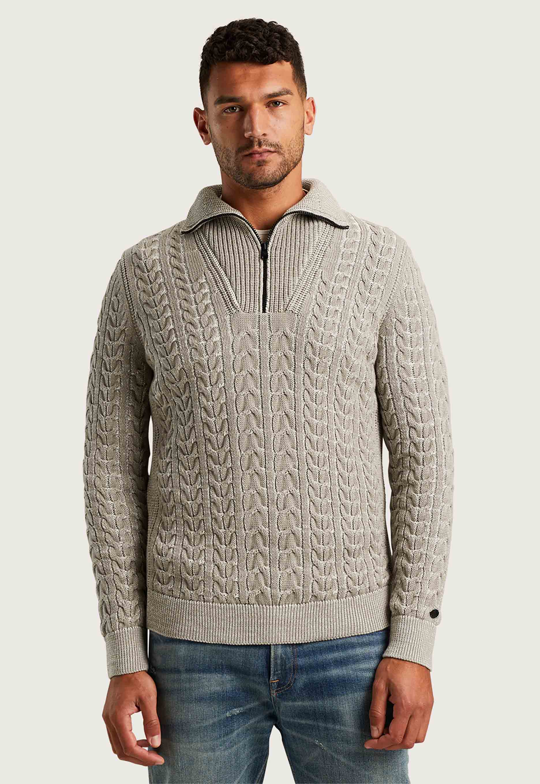 Cast iron Half Zip Collar Cotton Plated Trui