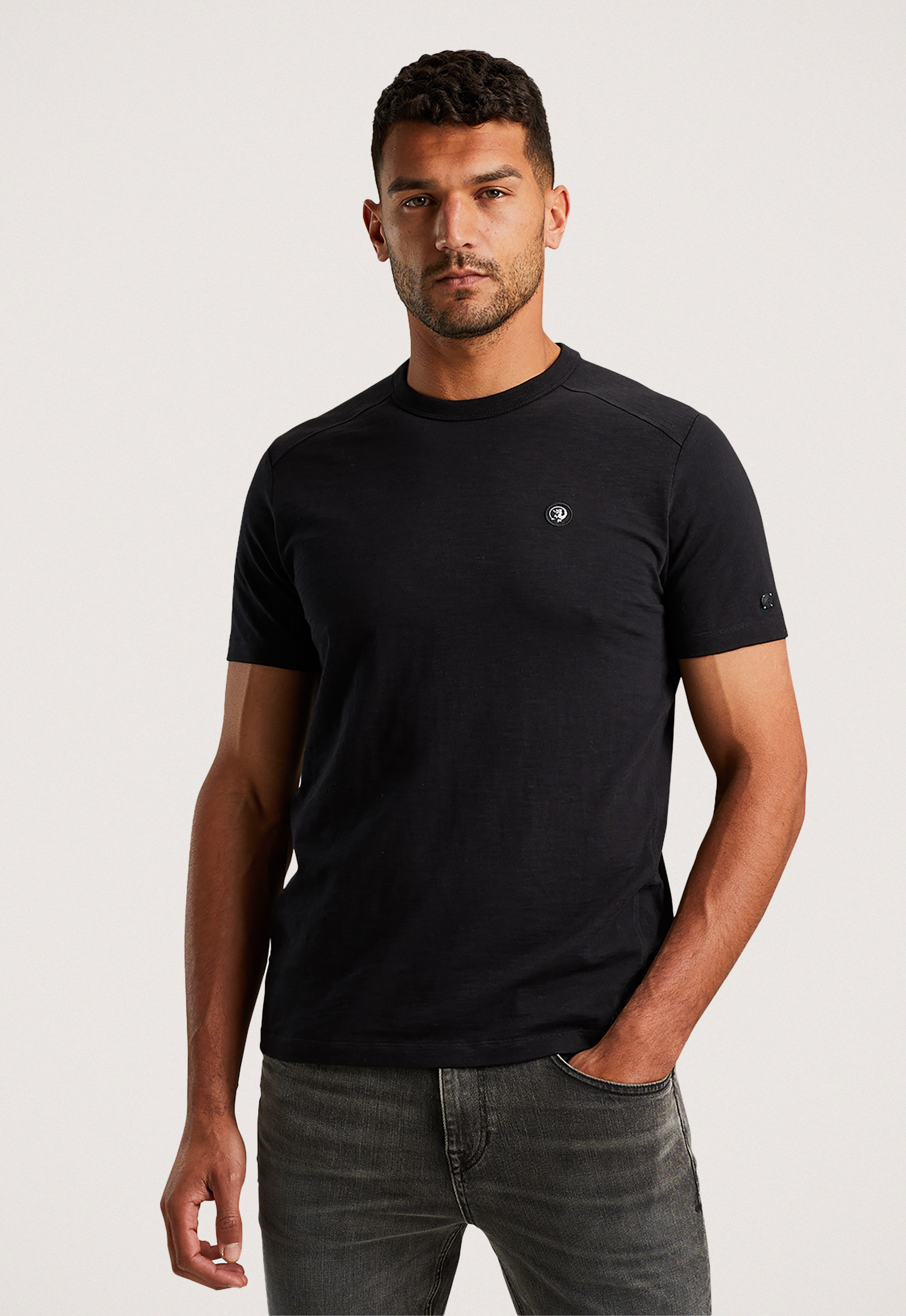 CAST IRON Heren Polo's & T-shirts Short Sleeve R-neck Essential Cotton Zwart