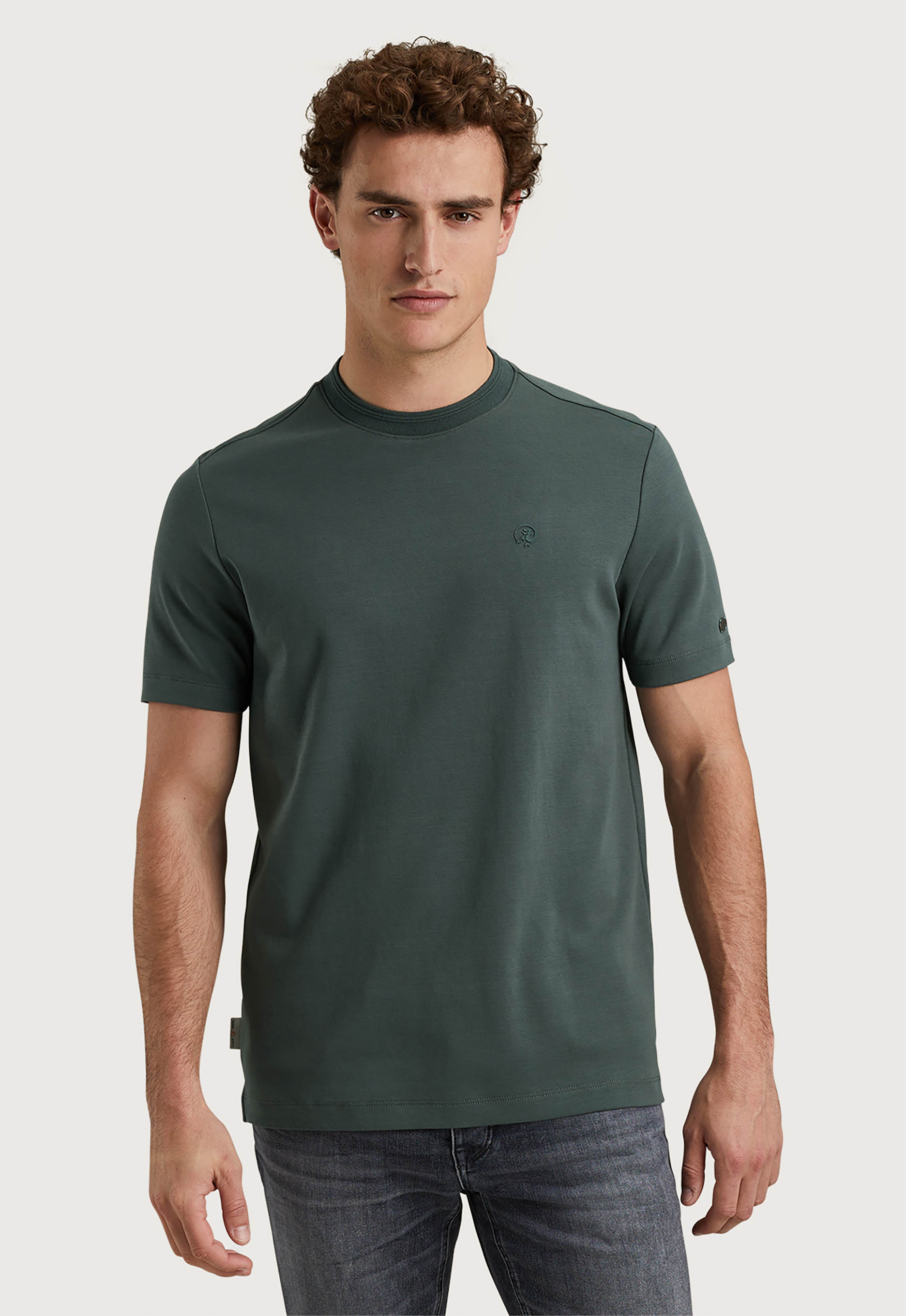 CAST IRON Heren Polo's & T-shirts Short Sleeve R-neck Regular Fit Interlock Groen