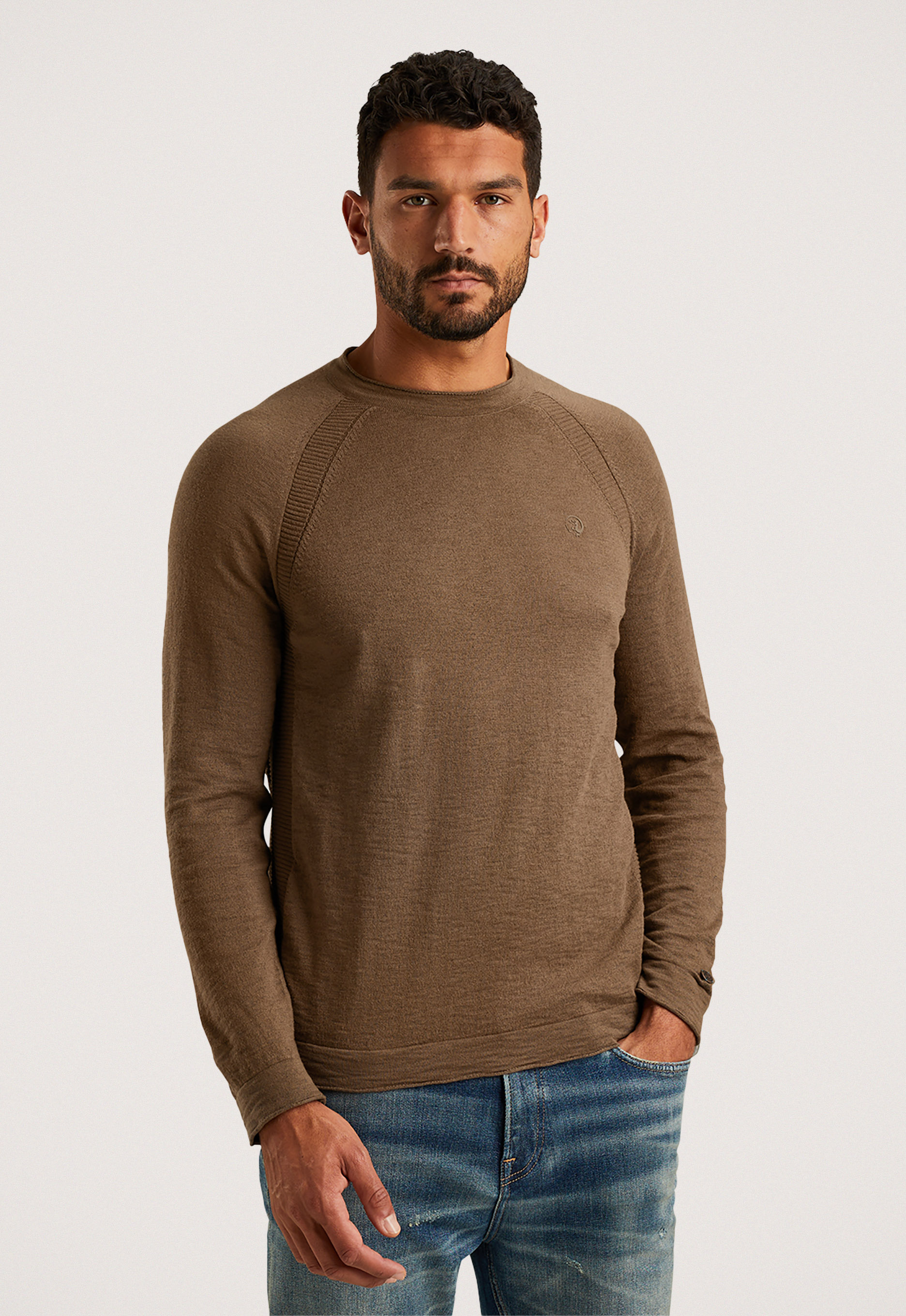 CAST IRON Heren Truien & Vesten Crewneck Cotton Heather Bruin