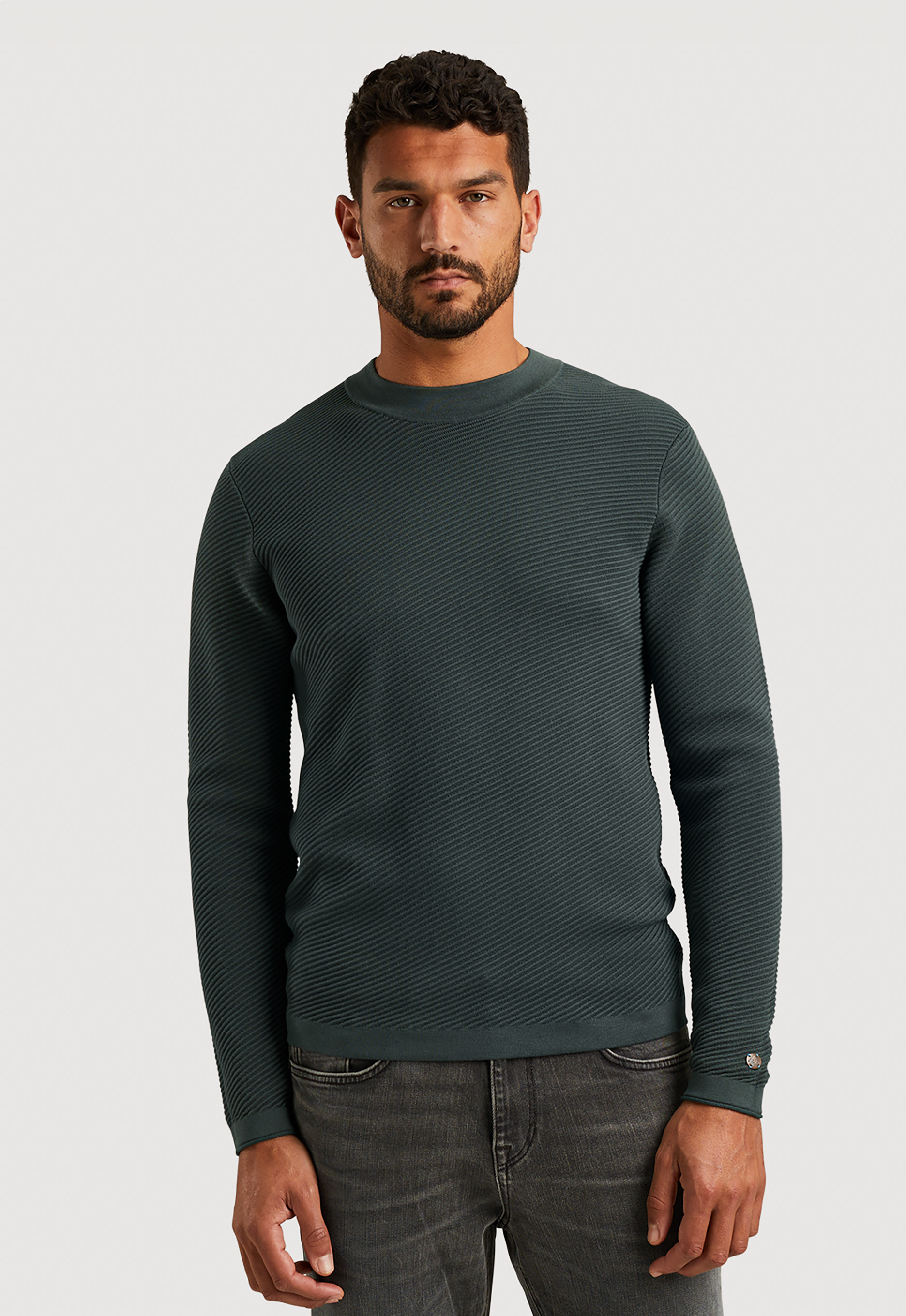 CAST IRON Heren Truien & Vesten Mock Neck Cotton Modal Groen