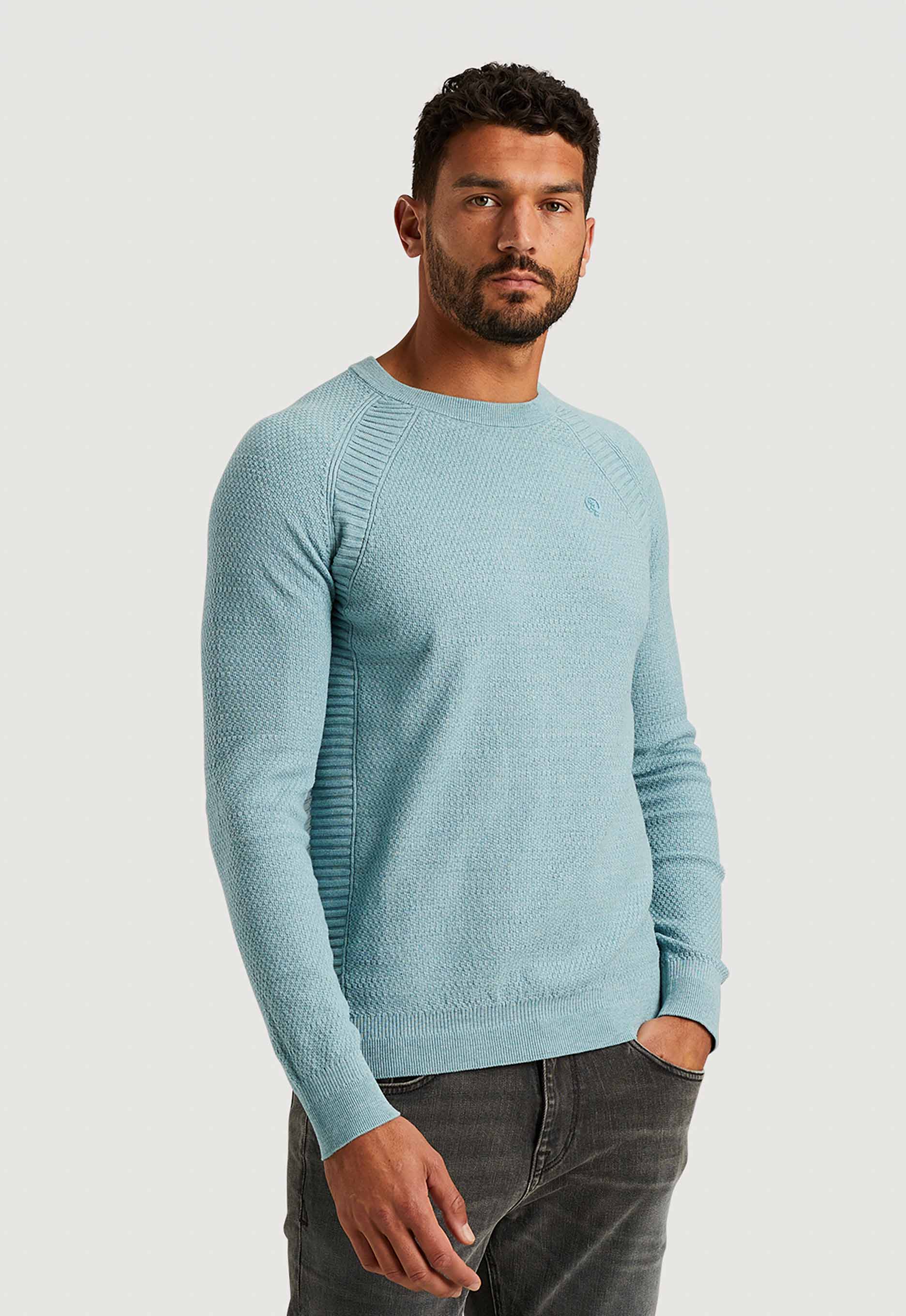 CAST IRON Heren Truien & Vesten Crewneck Cotton Heather Plated Blend Blauw