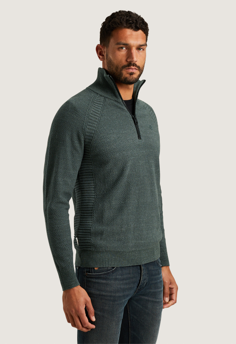 Half Zip Heather Plated Blend Trui