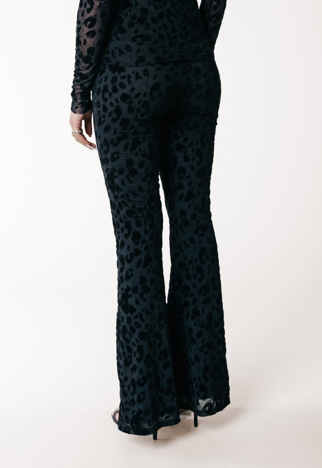 Leopard Flock Mesh Estra Flare Broek