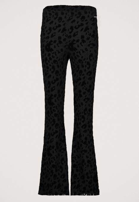 Leopard Flock Mesh Estra Flare Broek