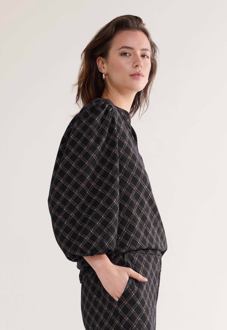 Diagonal Check Blouse