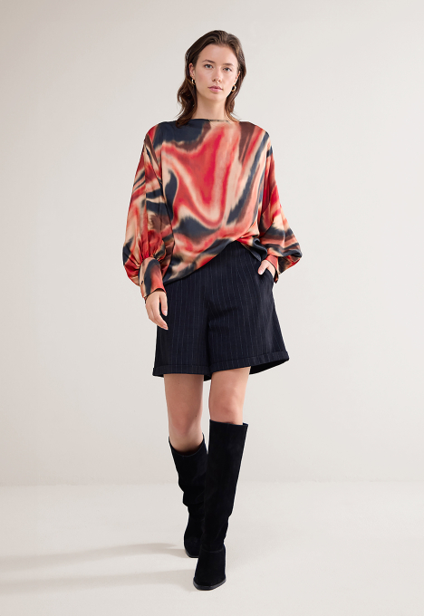 Batsleeve Blury Print Blouse 