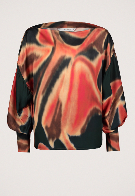 Batsleeve Blury Print Blouse 