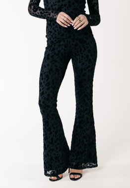 Leopard Flock Mesh Estra Flare Broek