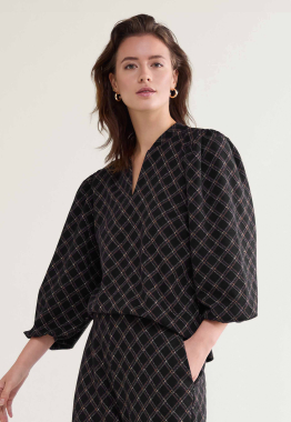 Diagonal Check Blouse