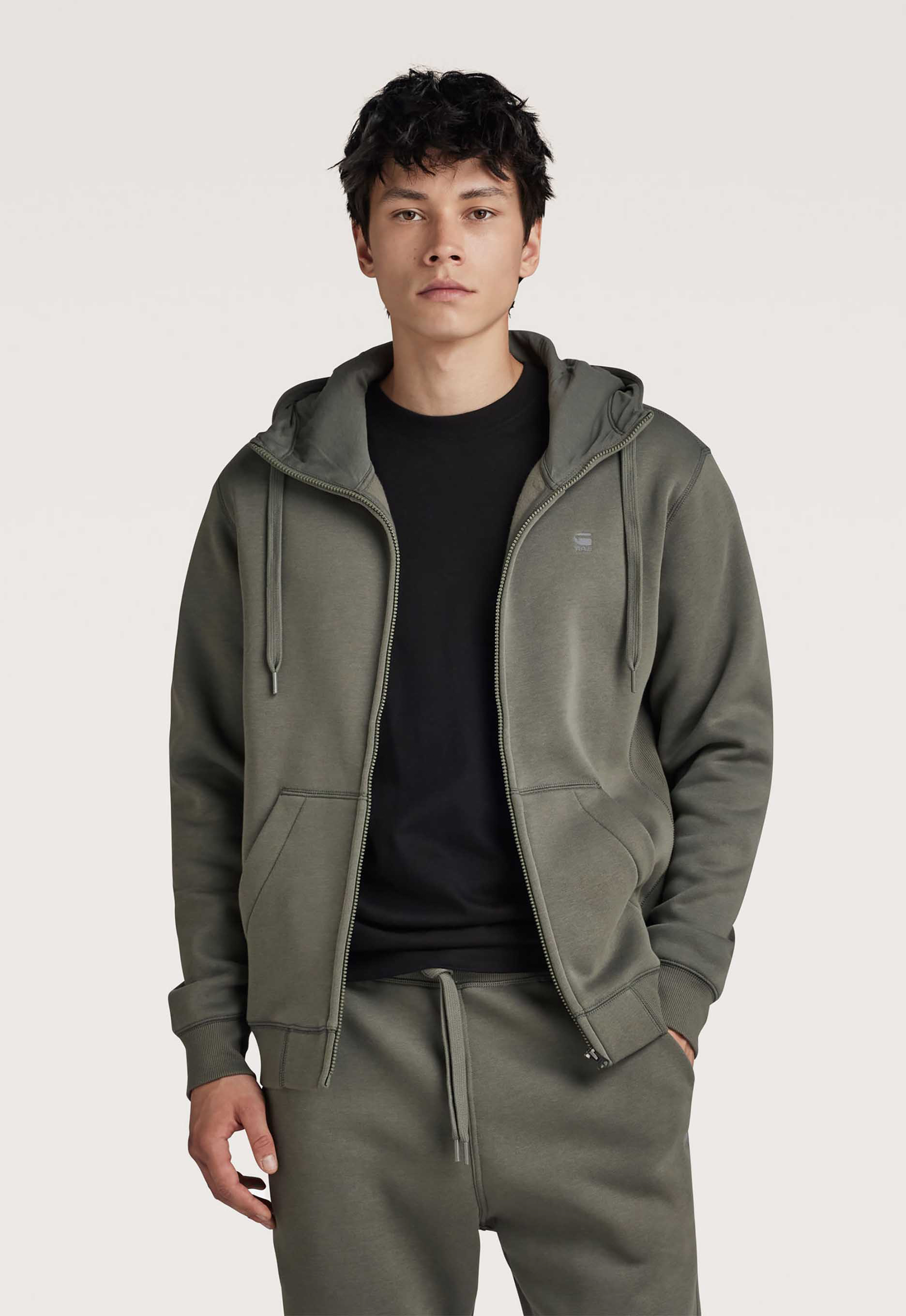 G-Star RAW Premium Core Hoodie Met Rits Grijs Heren