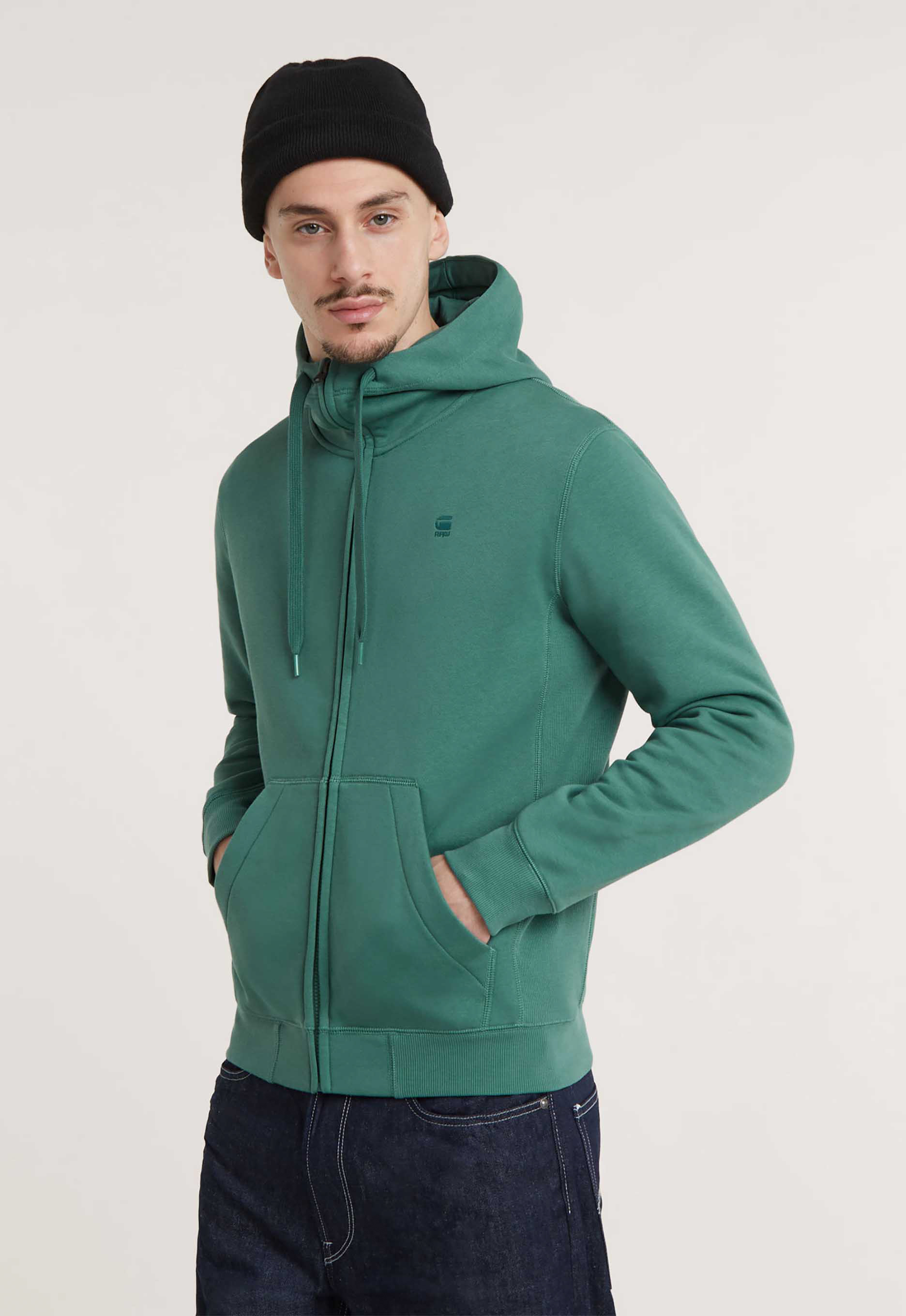 G-Star RAW Premium Core Hoodie Met Rits Groen Heren