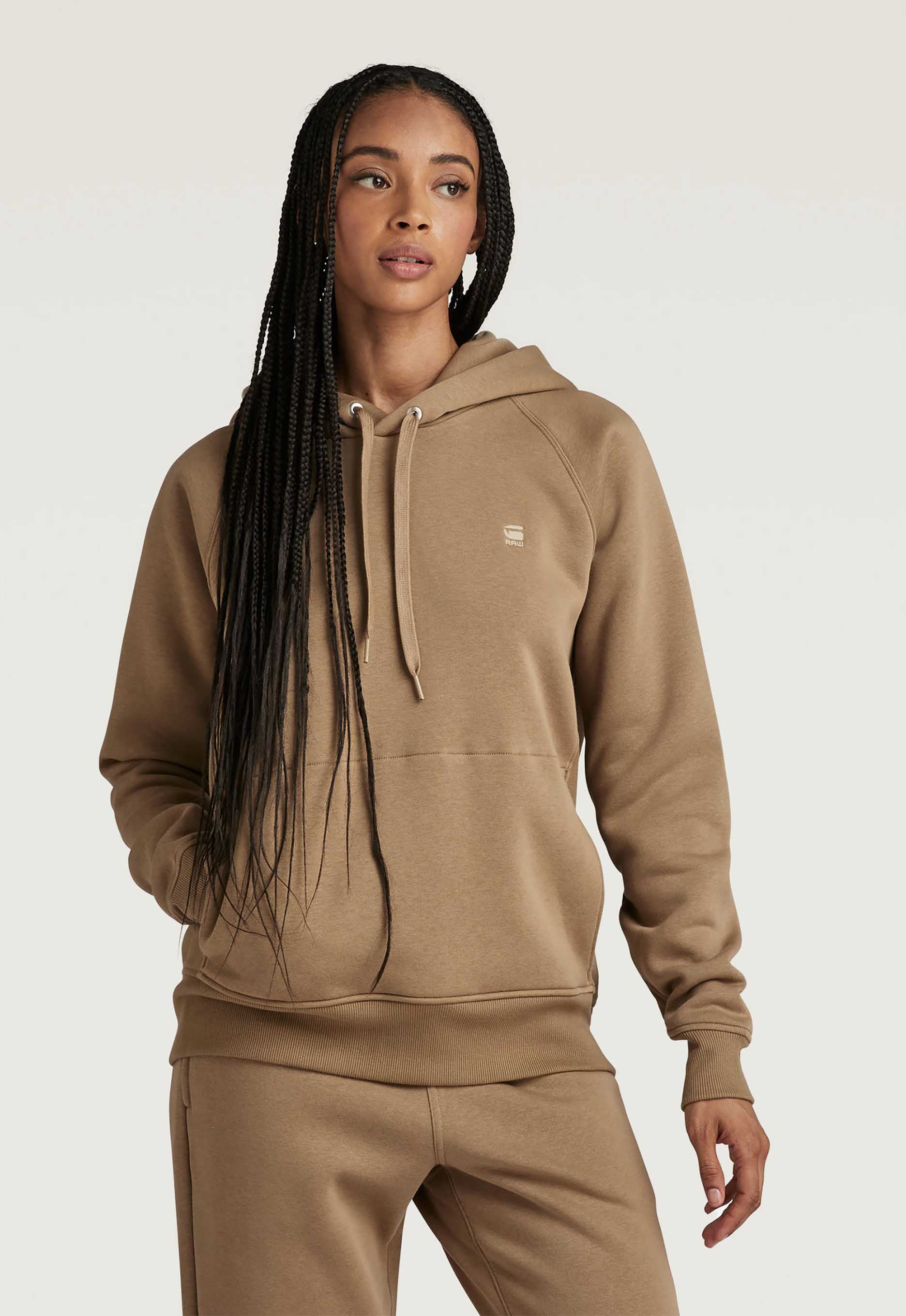 G-Star RAW Sweatshirt Premium Core 2.0 Hooded sweatshirt Capuchon met gekruiste voorkant en rijgkoord