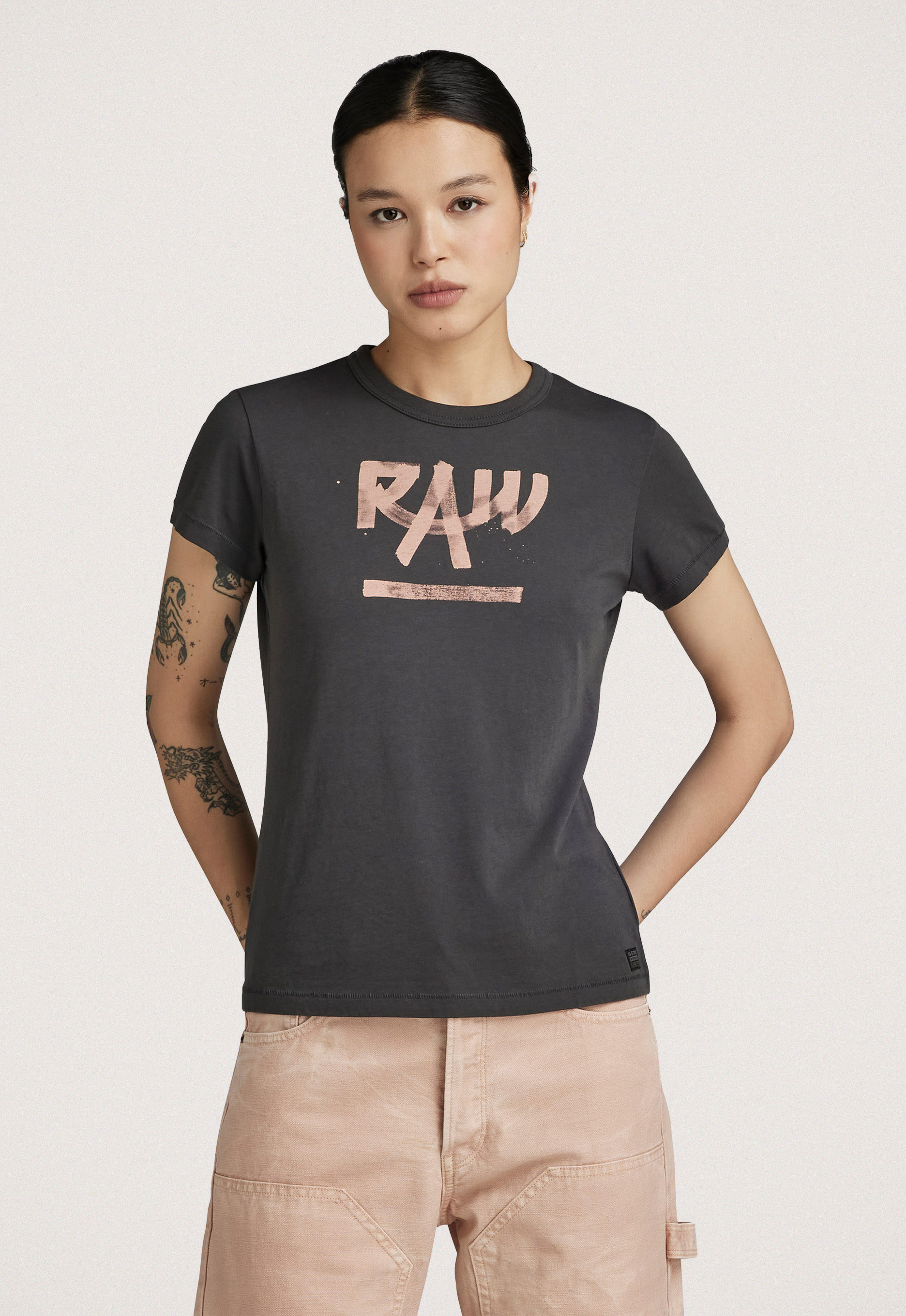 G-Star RAW T-shirt van biologisch katoen grijs