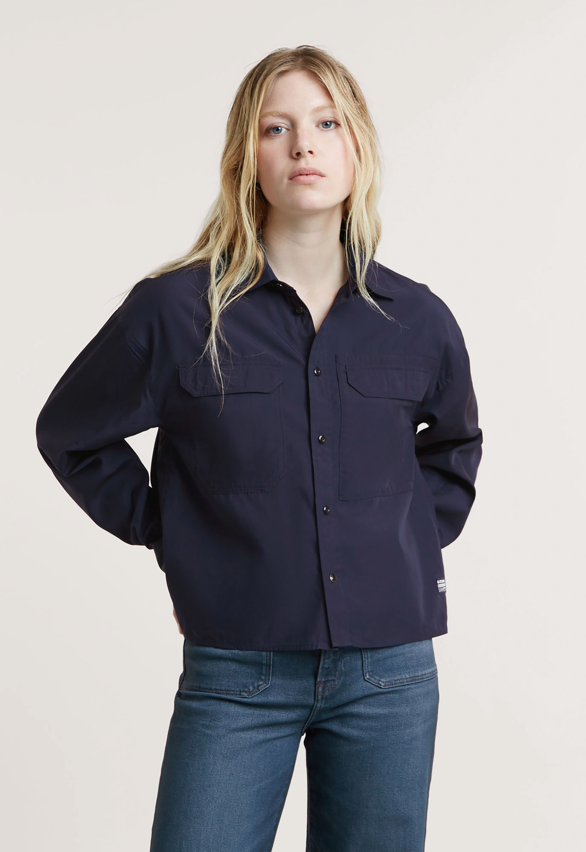 G-Star RAW Cropped Pocket Blouse Donkerblauw Dames