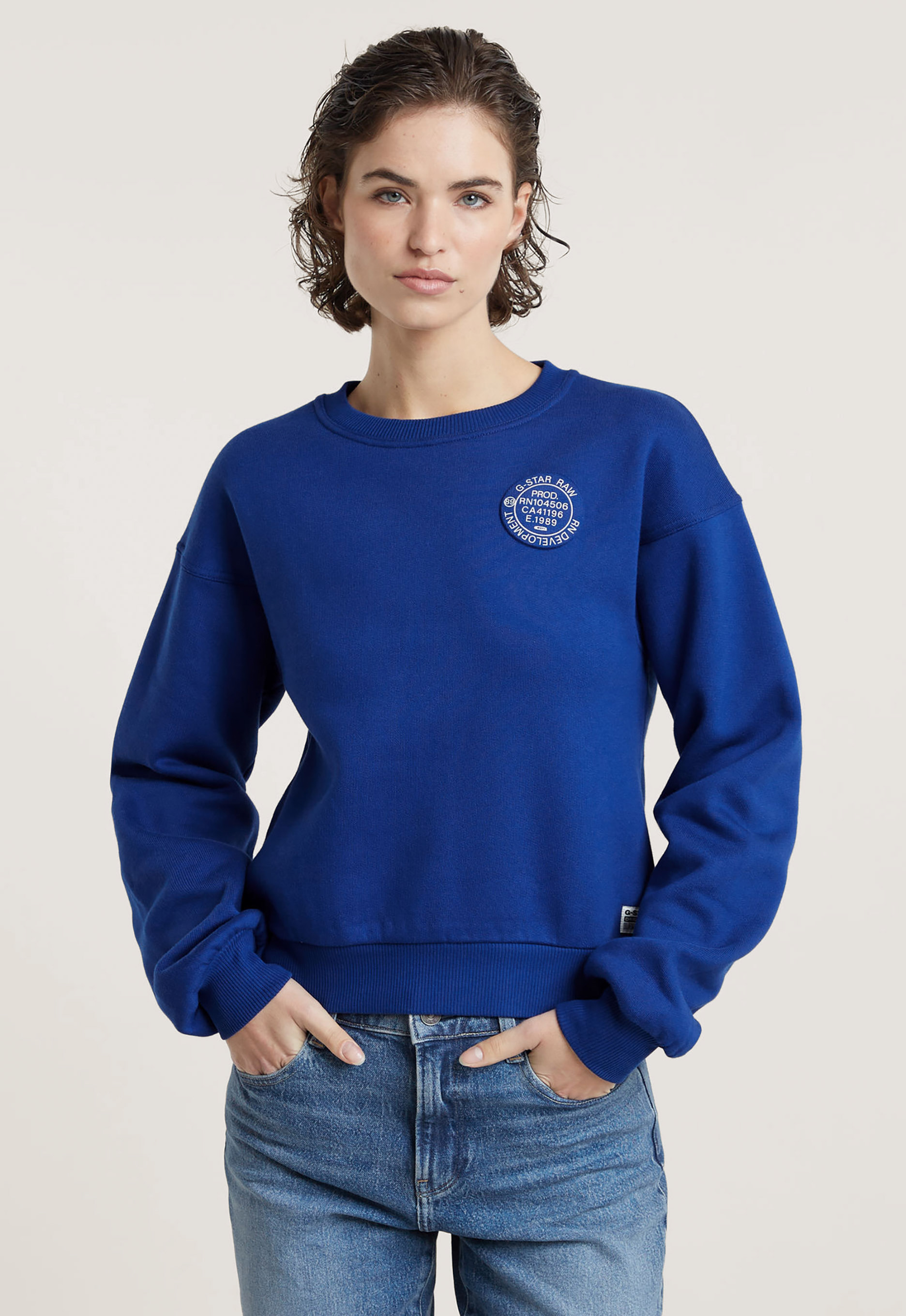 G-Star RAW Graphic Loose Sweater Midden blauw Dames