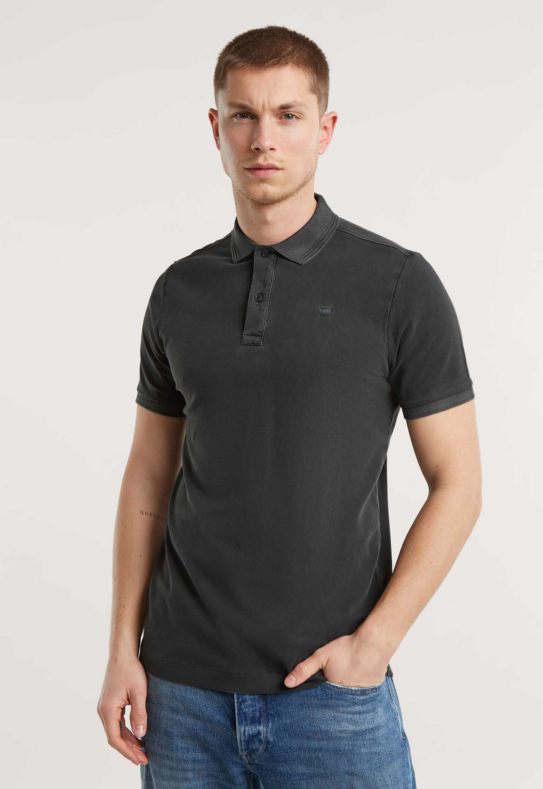 G-STAR RAW Heren Polo's & T-shirts Dunda Overdyed Slim Polo S\s Zwart