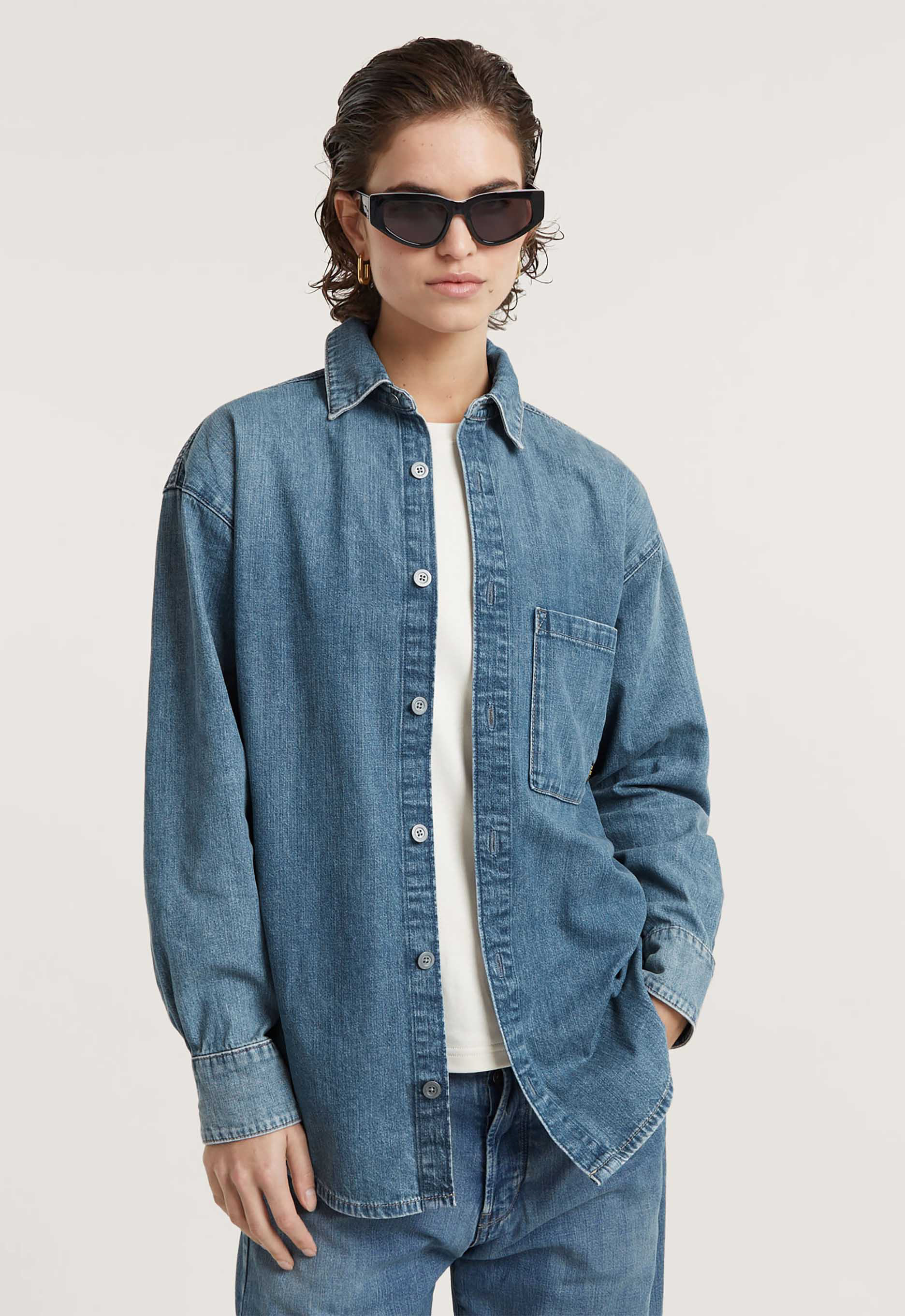 G-Star RAW Relaxed Overshirt Midden blauw Dames