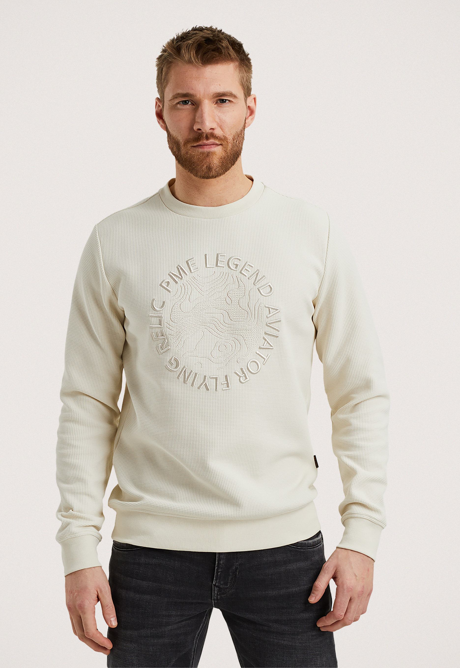 PME LEGEND Heren Truien & Vesten Crewneck Waffle Jersey Beige